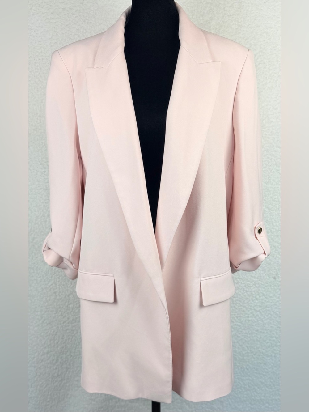 ZARA • Blush/Baby Pink Open-Front Blazer, L - Picture 6 of 16
